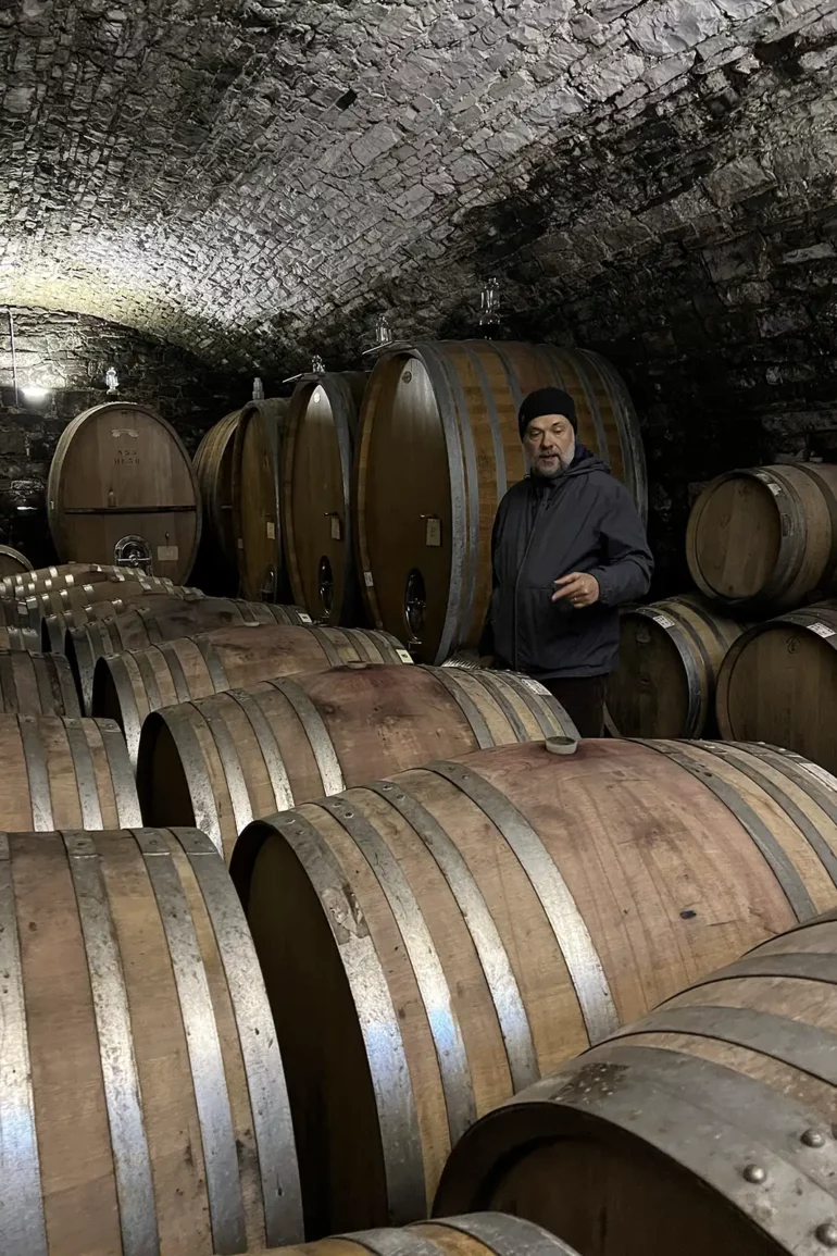 Sebastiano Capponi inside his cellar at Villa Calcinaia