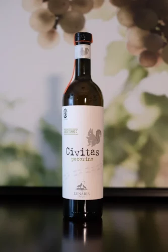 A bottle of Lunaria Orsogno 2021 "Civitas" Pecorino Terre di Chieti