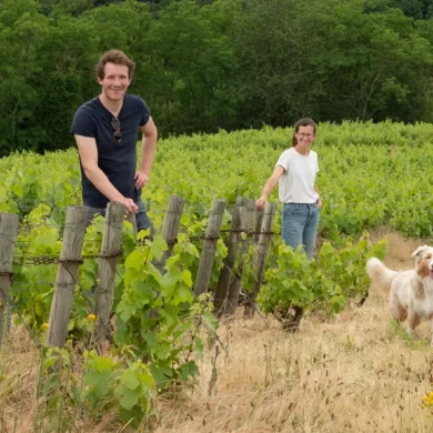 Valentine and Stéphane Mathieu of Domaine Valma in their Fleurie Beaujolais vineyard