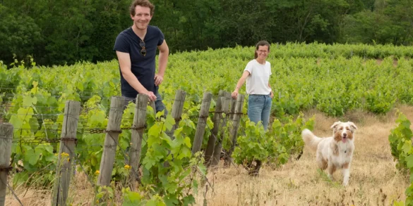 Valentine and Stéphane Mathieu of Domaine Valma in their Fleurie Beaujolais vineyard