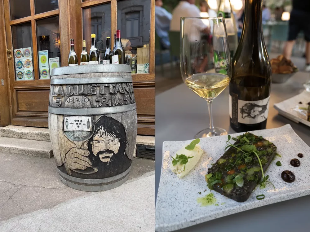 Beaune wine travel: wine bar La Dilettante and fine dining restaurant L'Ardoise