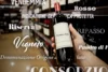 Italian wine label terms overlaid on an image of a blank wine bottle in a wine shop