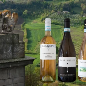 View over the countryside of Orvieto with white wines from the town