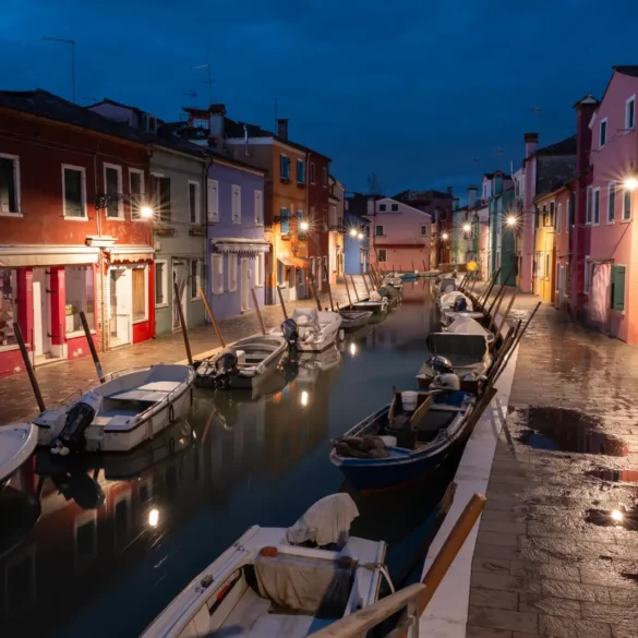Burano, Italy at dusk