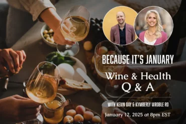 Event listing for Wine & Health Q&A session with Kevin Day and Kymberly Wroble RD