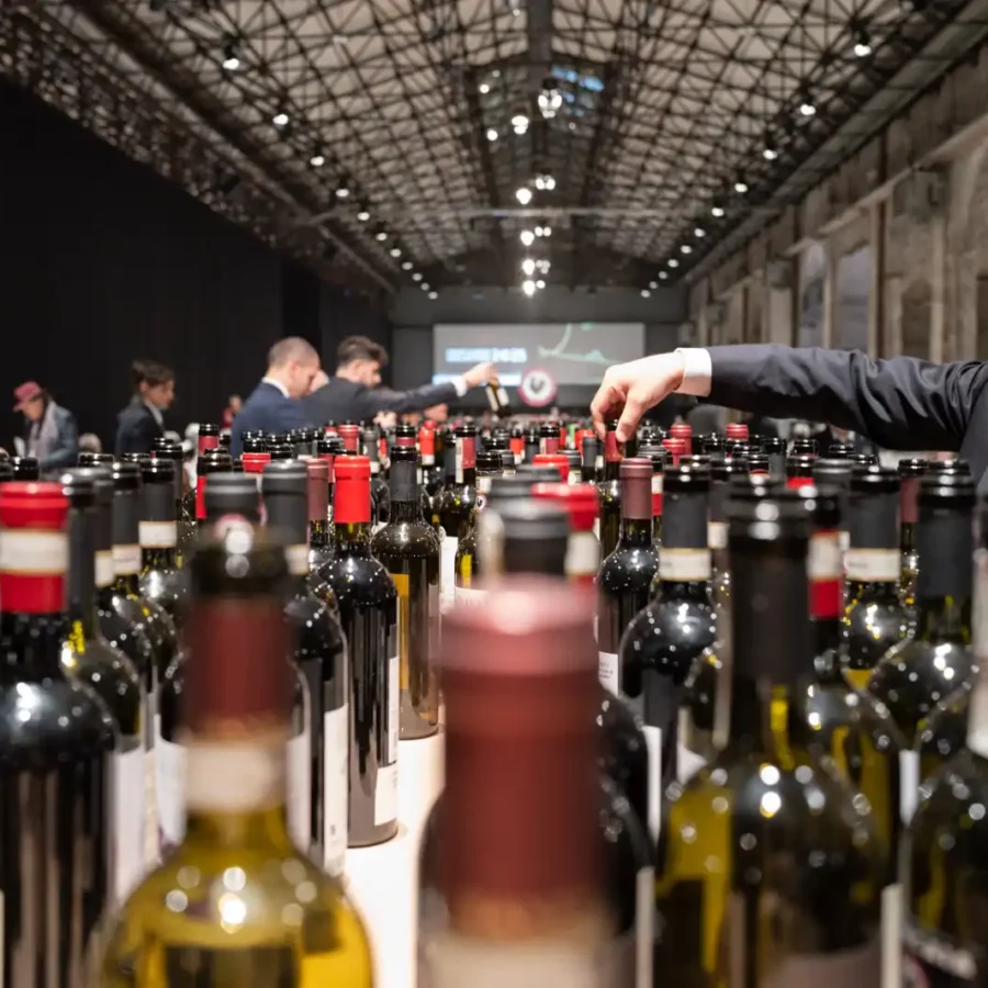 Sommelier service at the Chianti Classico Collection event at Stazione Leopolda in Florence, Italy