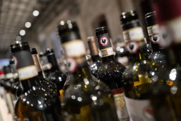 Bottles of Chianti Classico at the annual release of new vintages