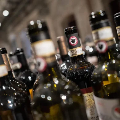 Bottles of Chianti Classico at the annual release of new vintages