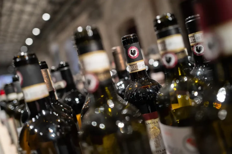 Bottles of Chianti Classico at the annual release of new vintages