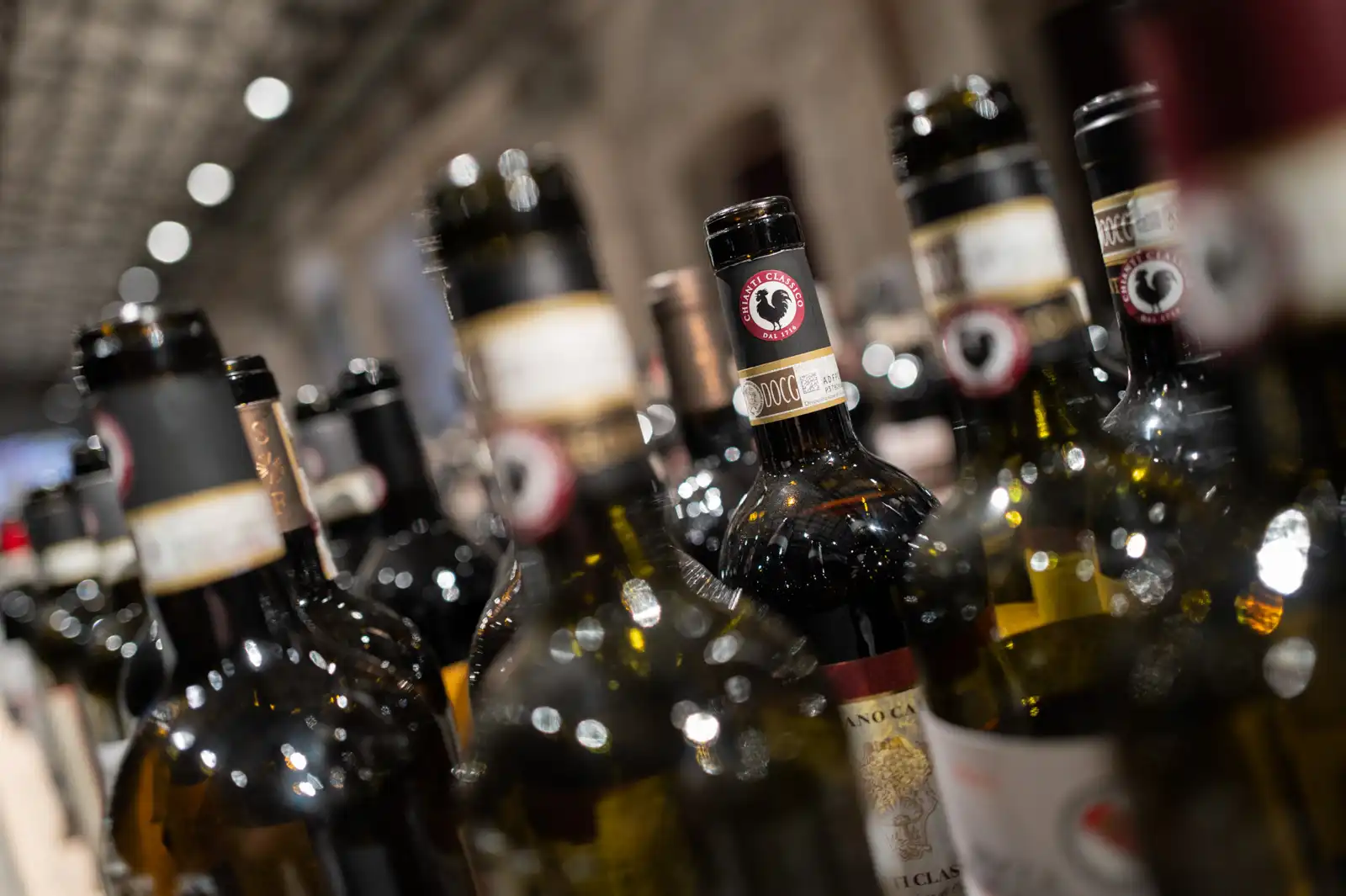 Bottles of Chianti Classico at the annual release of new vintages