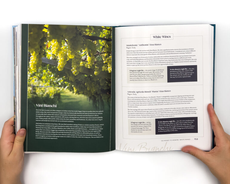 Opening a Bottle: Italy interior spread: White Wines from 100 Wines to Admire