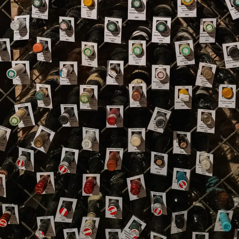 Wines being collected for pleasure in a cellar somewhere in northern Italy. Square photo.
