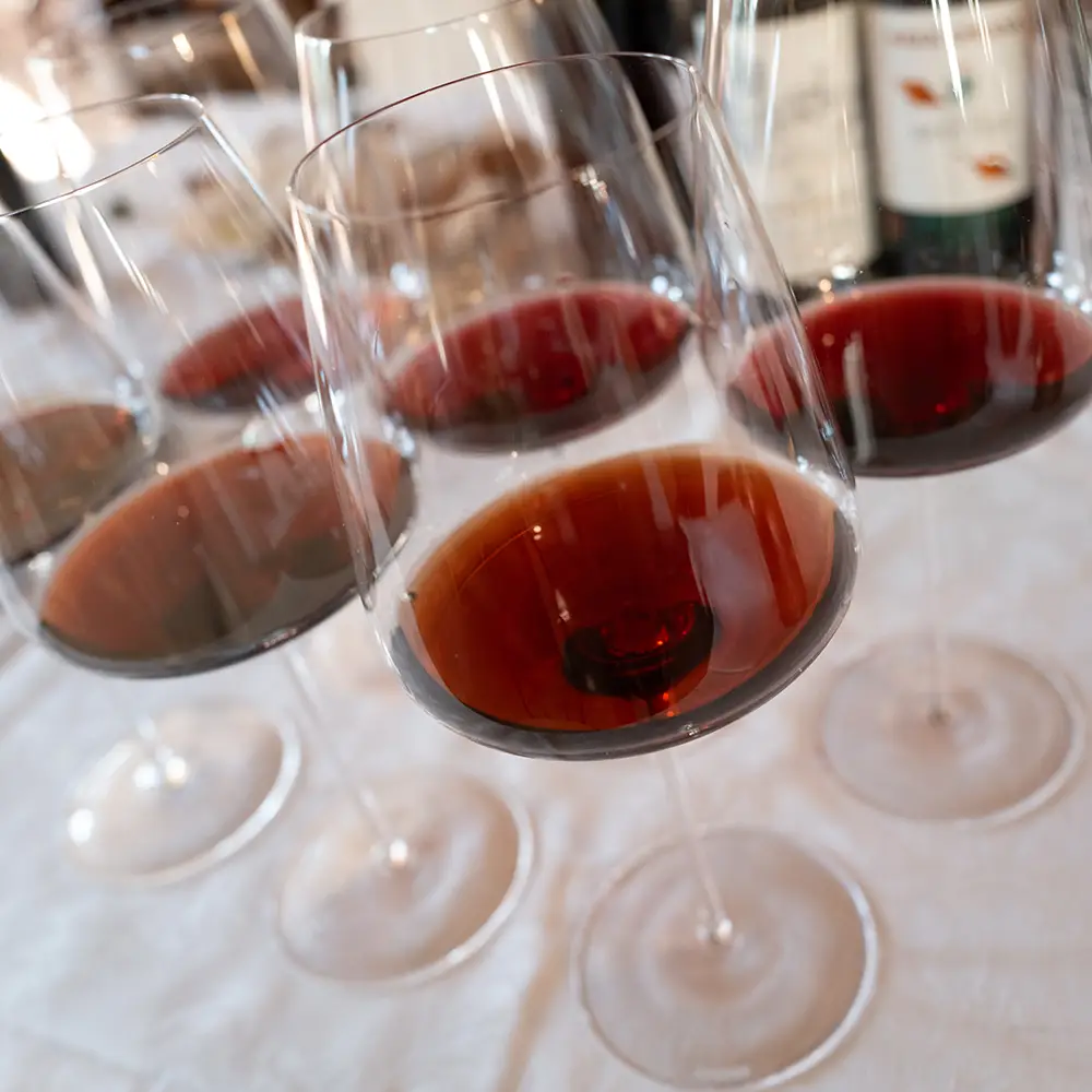 Chianti Rufina in the glass, a great bargain for wine collectors. Square photo