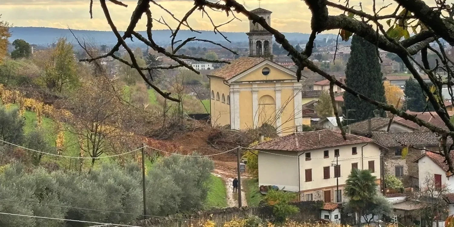 View of landslide that hit Borgo del Tiglio on November 16, 2025.