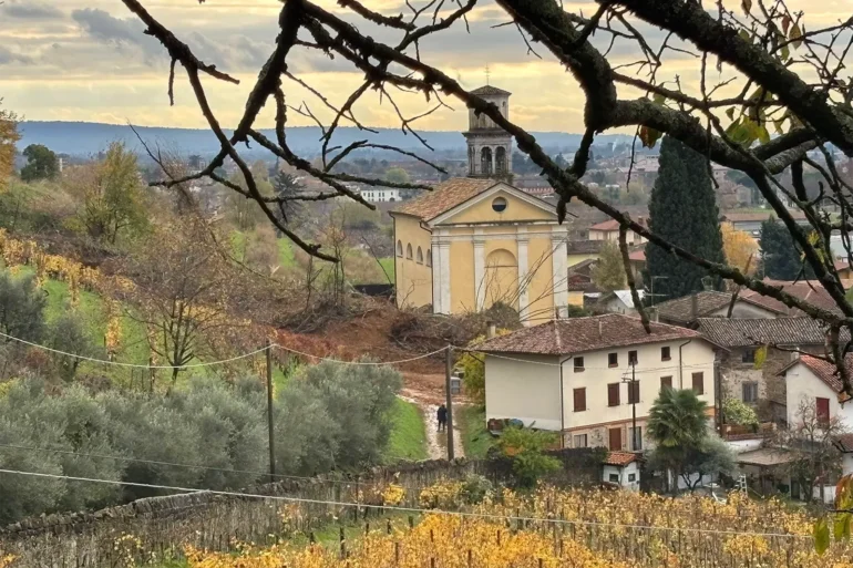 View of landslide that hit Borgo del Tiglio on November 16, 2025.