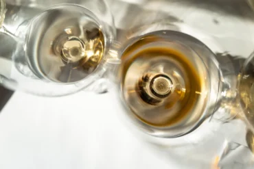 Collio’s Friulano white wines in the glass as seen from above