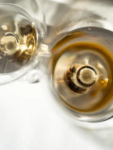 Collio’s Friulano white wines in the glass as seen from above