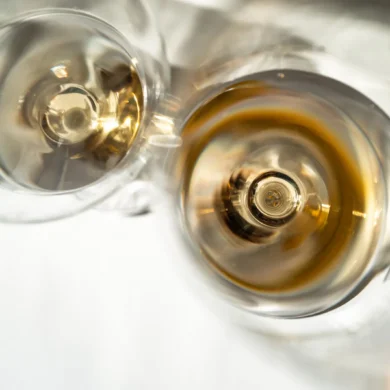 Collio’s Friulano white wines in the glass as seen from above