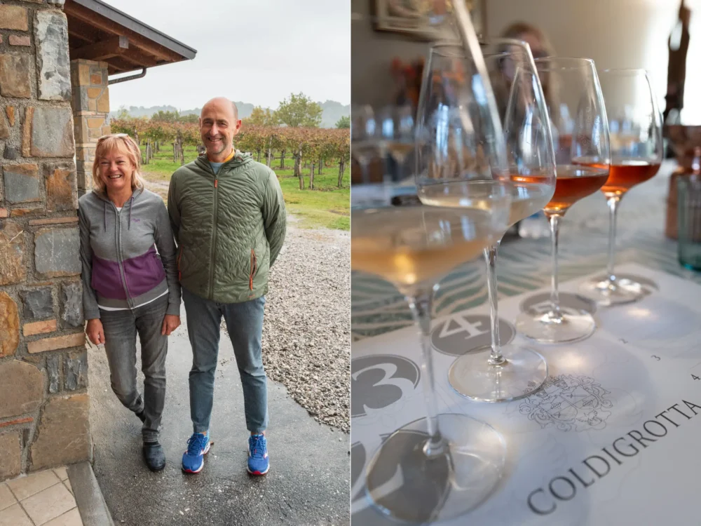 Orietta Skok and Sebastian Salvini of Skok winery in Collio; Pinot Grigio Ramato at Coldigrotta