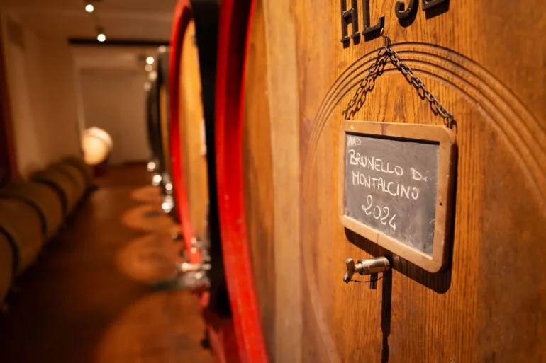 Chalk slate indicates Brunello di Montalcino in Pietroso’s cellar