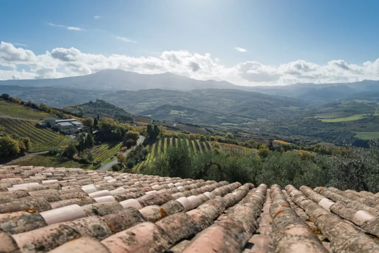 The view of Mount Amiata from Poggio di Sotto south of Montalcino