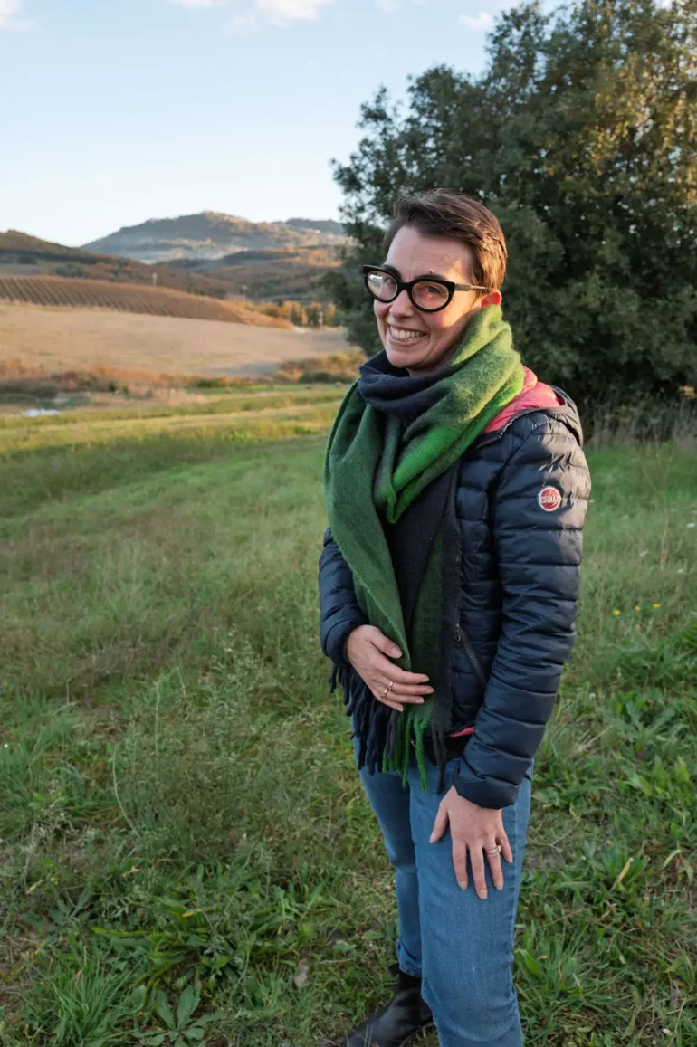Violante Cinelli Colombini outside her Montalcino winery