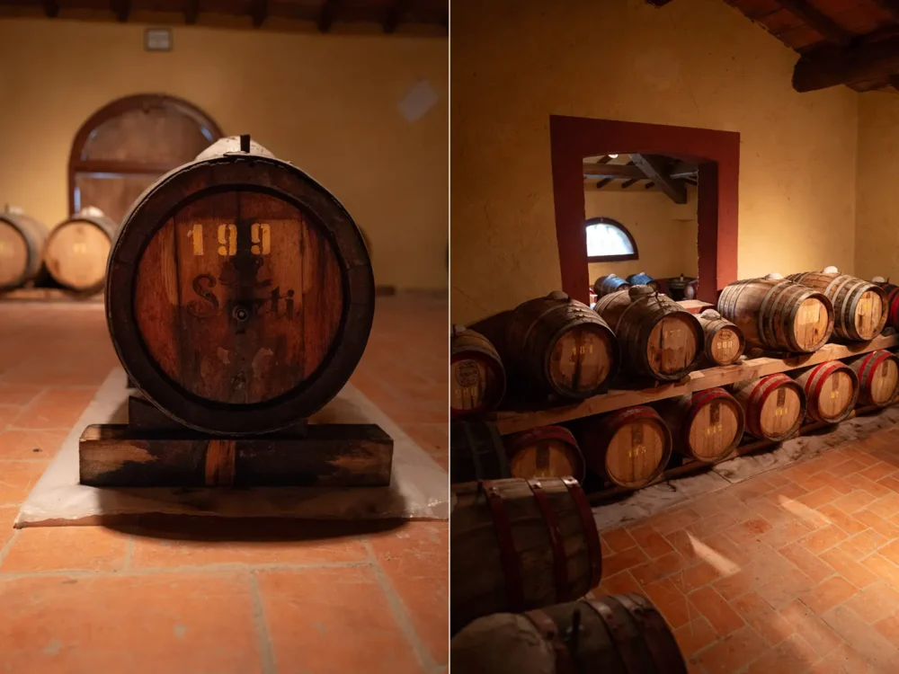 Caratelli oak barrels in the loft at Tenuta di Capezzana where vin santo comes into form