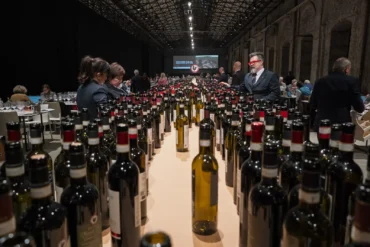 Sommeliers locating wines for service at a media event honoring Chianti Classico in Florence, Italy