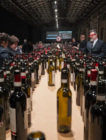 Sommeliers locating wines for service at a media event honoring Chianti Classico in Florence, Italy