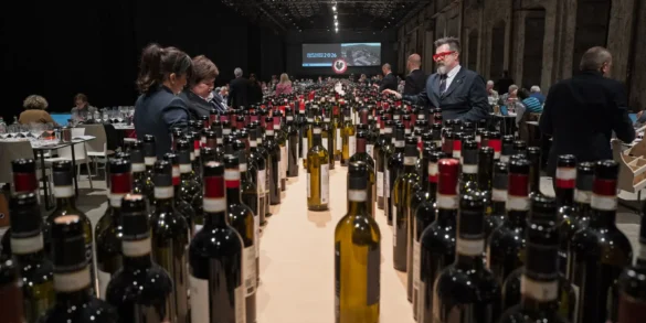 Sommeliers locating wines for service at a media event honoring Chianti Classico in Florence, Italy