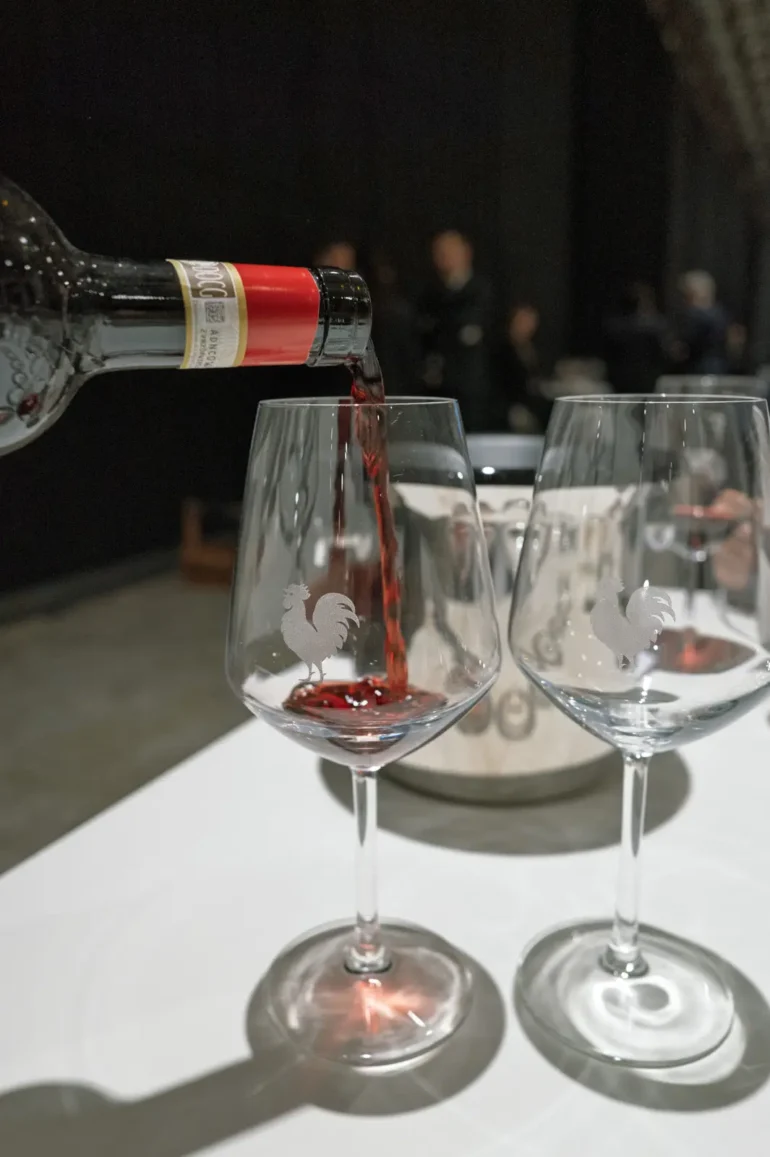 Chianti Classico Riserva being poured into a glass for tasting