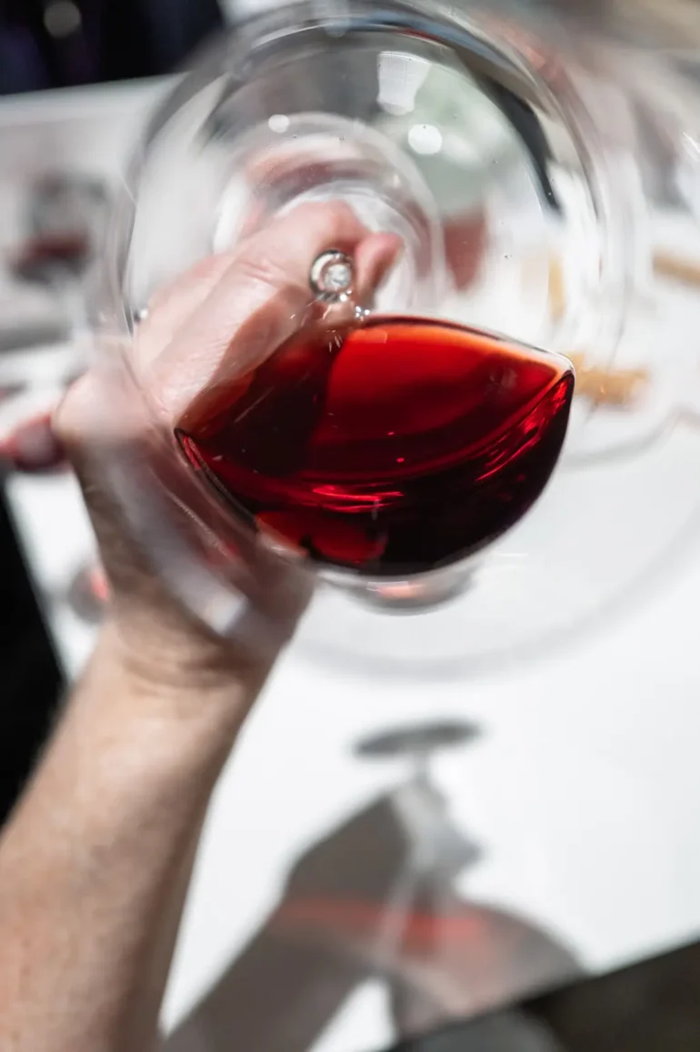 The proper color of Chianti Classico Gran Selezione in the glass.