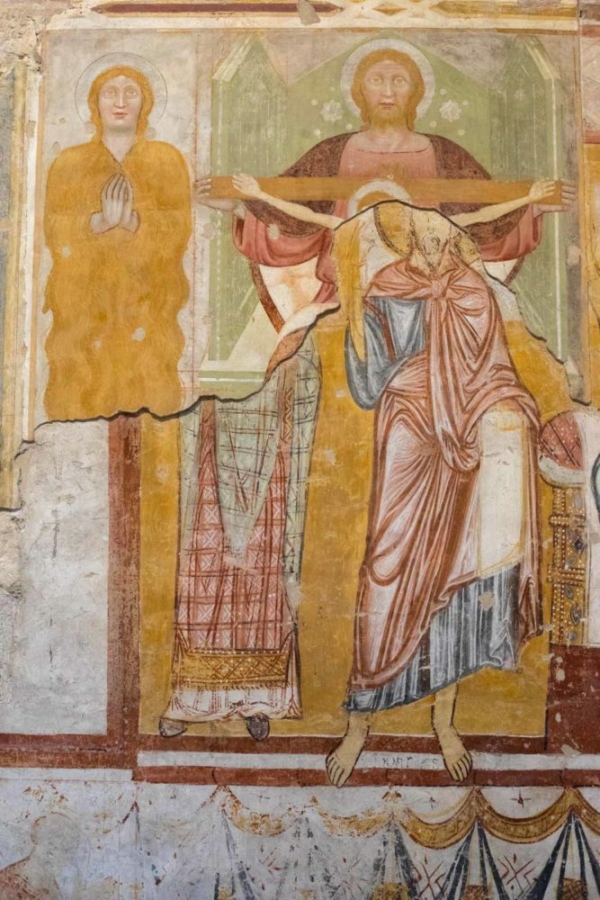 Two frescos overlaying one another inside the Basilica di San Zeno Maggiore in Verona, Italy. ©Kevin Day/Opening a Bottle