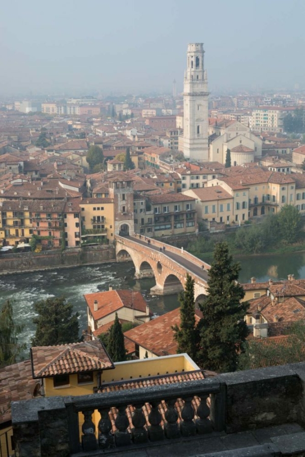 The view from Castel San Pietro above Verona with the Ponte Pietra below. ©Kevin Day/Opening a Bottle