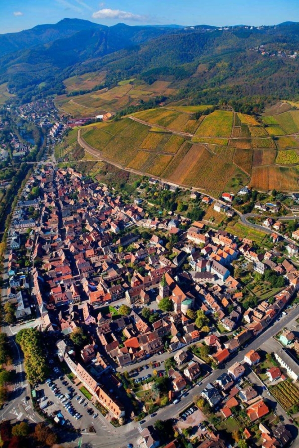 An aerial view of the Grand Cru Brand AOC and Turckheim ©Wines of Alsace An aerial view of the Grand Cru Brand AOC and Turckheim ©Wines of Alsace