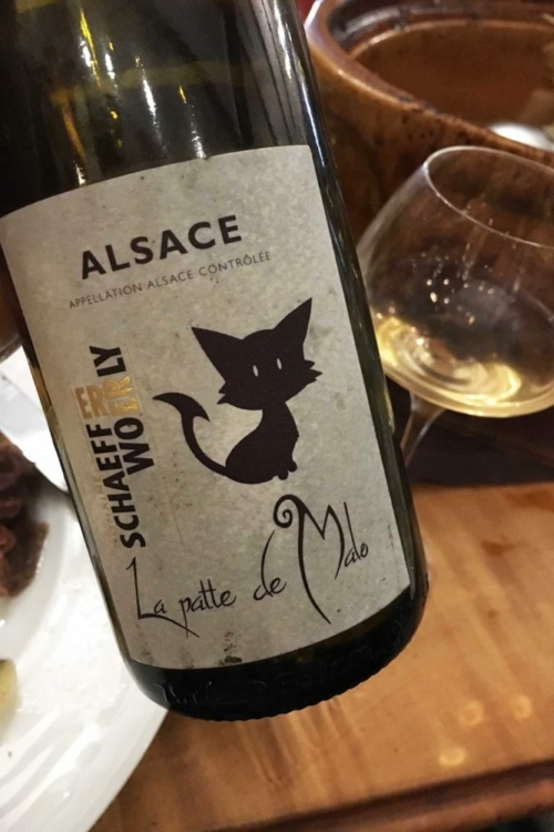 The wine I reached for, luckily: "La Patte de Malo" Pinot Gris from Domaine Schaeffer Woerly. ©Kevin Day/Opening a Bottle
