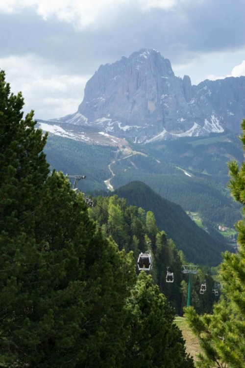 Sassolungo/Langkofel with the Col Raiser cable car. ©Kevin Day/Opening a Bottle
