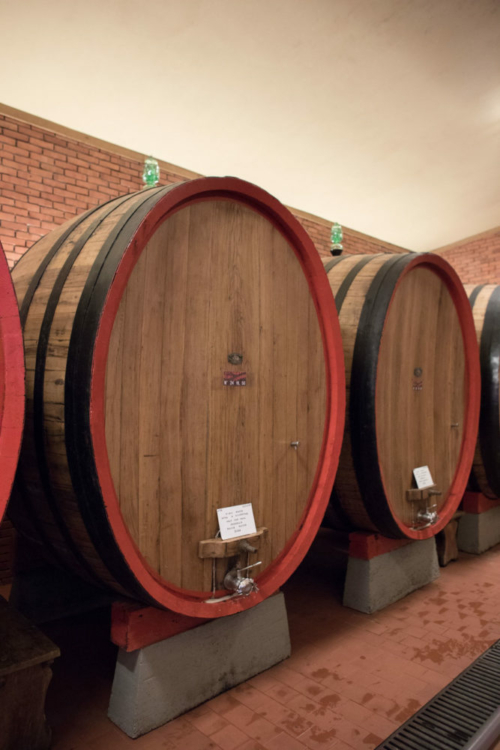 These large casks at ARPEPE are made up mostly of chestnut, which imparts a unique texture and tannin that the family believes is ideal for mountain Nebbiolo. ©Kevin Day/Opening a Bottle