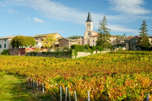 The village of Juliénas in Beaujolais, France