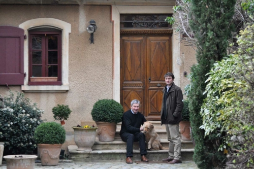 Claude-Vincent Geoffray and son, Claude-Edouard  Geoffray, at the Odenas estate. ©Kermit Lynch Wine Merchants Claude-Vincent Geoffray and son, Claude-Edouard Geoffray, at the Odenas estate. ©Kermit Lynch Wine Merchants