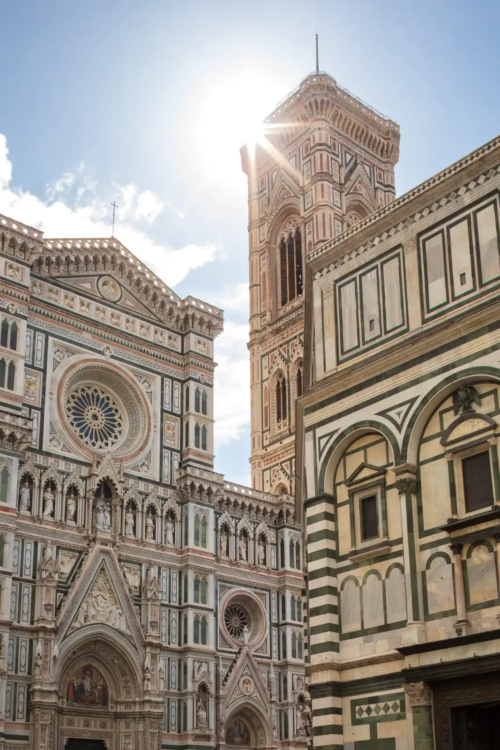 The Campanile di Giotto and Cattedrale di Santa Maria del Fiore in Florence, Italy.