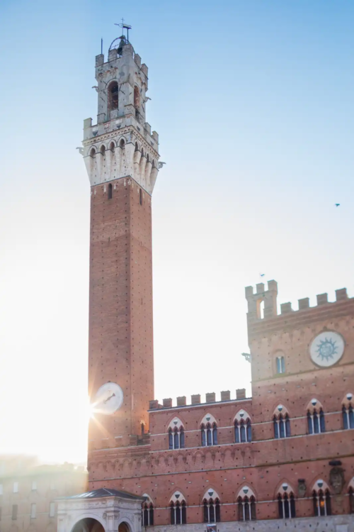 Siena's Torre di Mangia at sunrise