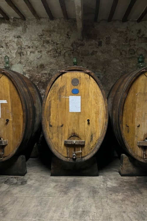 Oak casks at Selvapiana winery, Chianti Rufina Italy. ©Kevin Day/Opening a Bottle