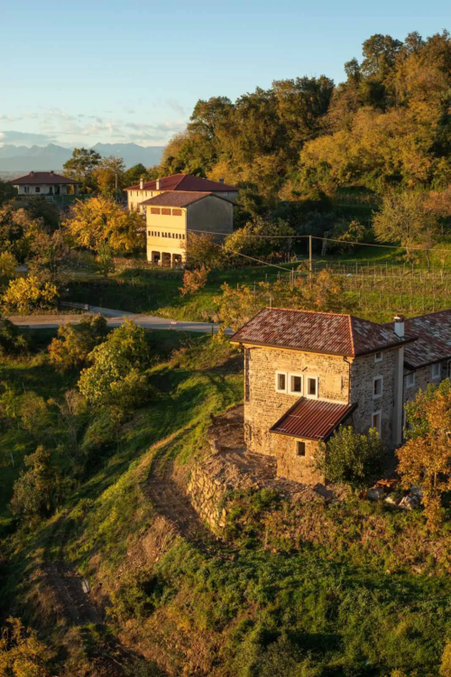 Looking northeast at the Alps from Abbazia di Rosazzo.