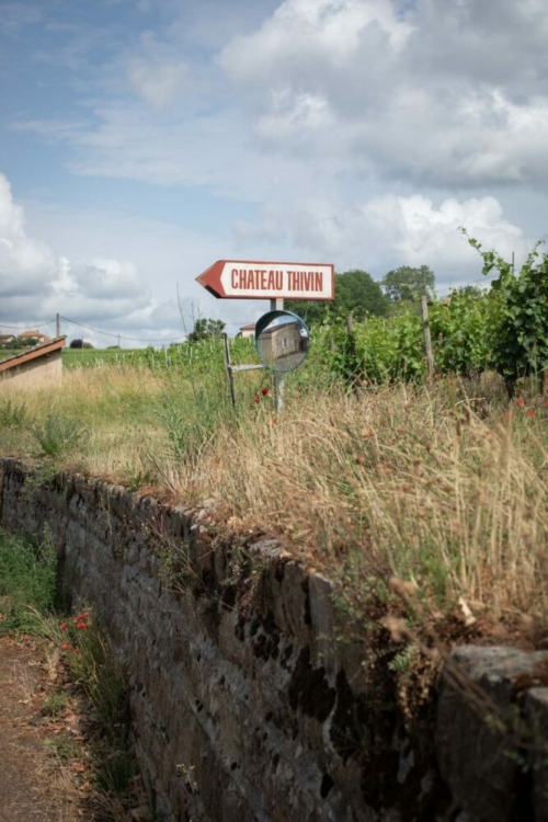 A sign outside Château Thivin in Odénas. ©Kevin Day/Opening a Bottle A sign outside Château Thivin in Odénas.